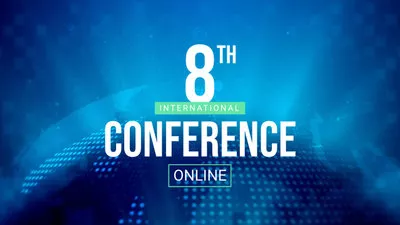 Dunkelblaue Online Business Conference Promo