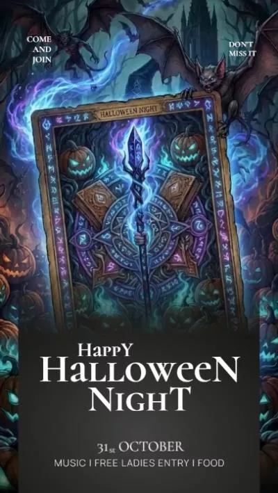 Dark Mystery Witch Halloween Night Party Invitation Card