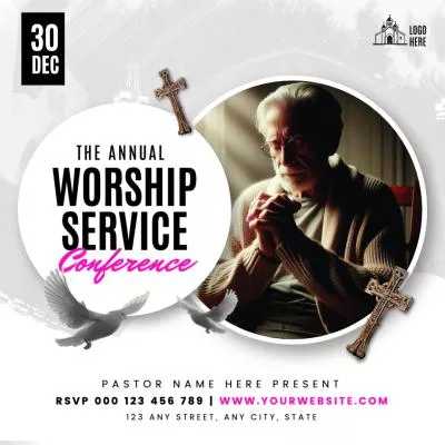 エレガントなクラウドインクの年次礼拝カンファレンスの牧師教会の宣伝ソーシャルメディア投稿