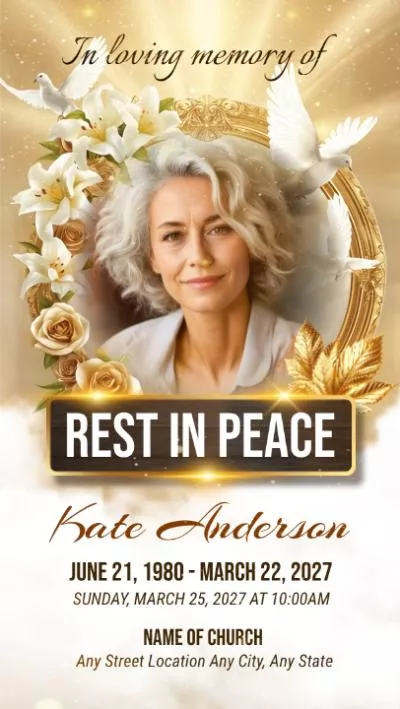 Elegant Golden Animated Funeral Invitation Mobile Video