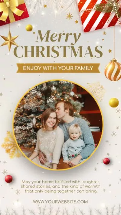 Elegant Merry Christmas Greeting Wishes Family Photo Reel