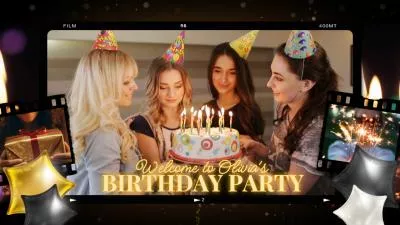  Film Gold Balloon Happy Birthday Party Invitation Collage Slideshow