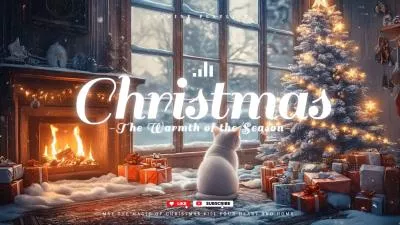 暖炉の暖かい猫のクリスマスグリーティングミュージック、YouTube、イントロ、アウトロ