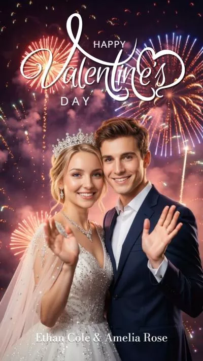 Firework Couple Waving