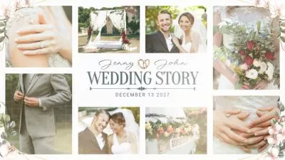 Floral Love Album Wedding Story Photo Collage Light Leaks Slideshow