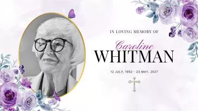 Flowers Elegant Black And White Tribute Memorial Funeral Photo Slideshow