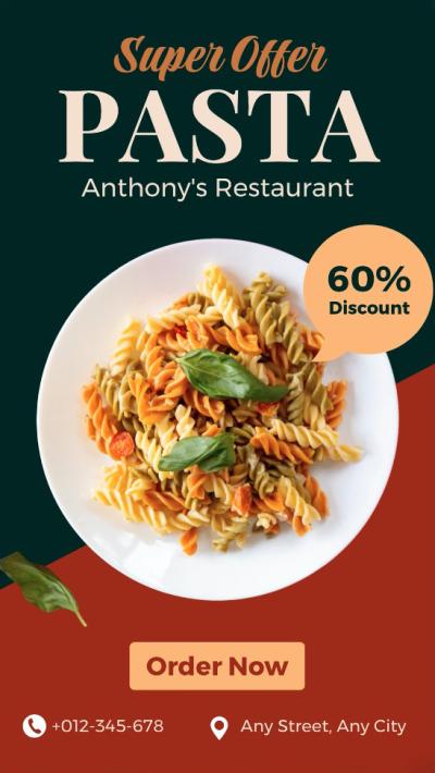Food Pasta Italian Restaurant Sale Promo