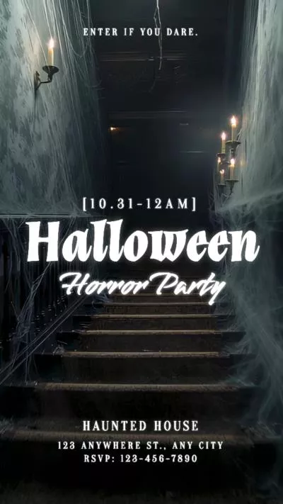 Glitch Dark Horror Night Halloween Party Celebration Invite Instagram Story