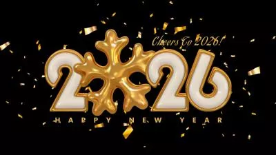 Gold Cheers Holiday Welcome 2026 Happy New Year Business Intro