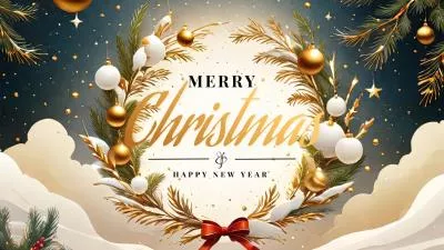 Gold Elegant Merry Christmas Happy New Year Business Greeting Message Card Video