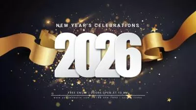 Gold Welcome 2026 Happy New Year Party Business Invitation Intro