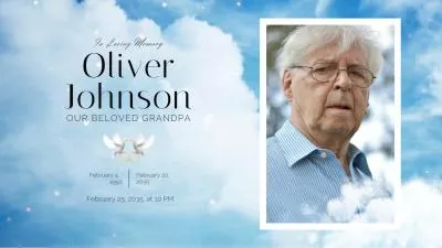  Golden Blue Cloud Funeral Memorial Slideshow Collage