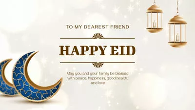 Golden Bokeh Eid Wish Greeting