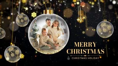 Golden Christmas Snowflake Swing Ball Family Photos Of Wish Greeting Slideshow