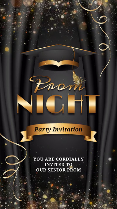 Goldene Abschlussfeier Abschlussball Nacht Party Einladung Instagram Video