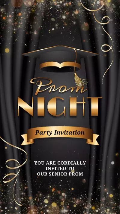 Golden Graduation Ceremony Prom Night Party Invite Instagram Video