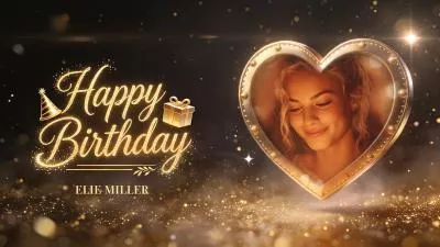 Golden Happy Birthday Greeting Countdown Wishes Slideshow