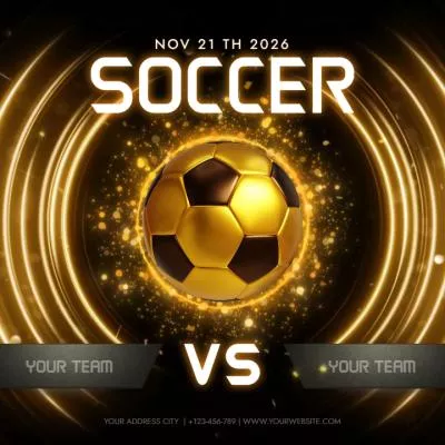 Golden Light Trail Soccer World Cup Team Versus Square Social Media Post