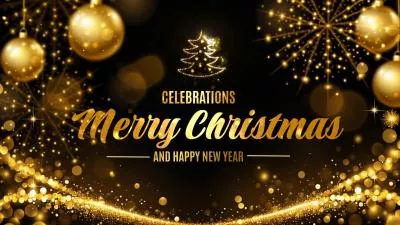 Golden Merry Christmas New Year Family Memories Holiday Greeting Slideshow