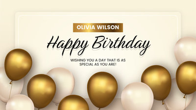 Golden Modern Balloons Confetti Birthday Greeting Video