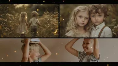 Golden Particles Film Family Memory Photo Collage Slideshow