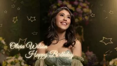 Golden Quinceanera Birthday Wishes Photo Slideshow