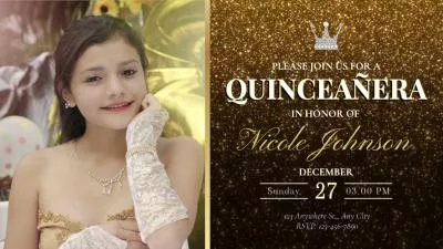 Invitación Dorada para Quinceañera