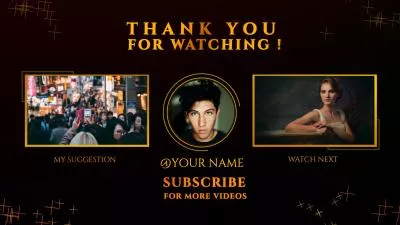  Gradient Gold Thank You Subscribe End Screen Youtube Channel Outro