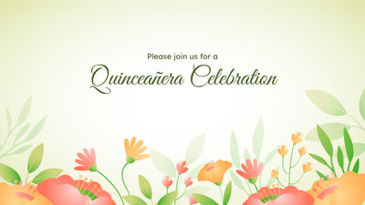 Gradient Spring Flower Quinceanera Invitation