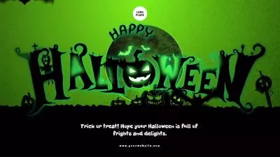 Green Black Horror Silhouette Illustration Style Gothic Halloween Greeting Card