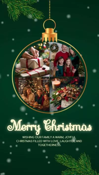 Green Christmas Family Photo Collage Social Sharing On Instagram Reel