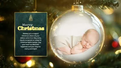 綠色閃光聖誕快樂寶寶節日祝福照片幻燈片