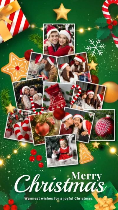 Colagem De Memórias De Férias Verdes árvore De Natal Feliz Story Do Instagram
