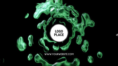 緑色の液体 3D テクノロジー ビジネス ロゴ イントロ アウトロ