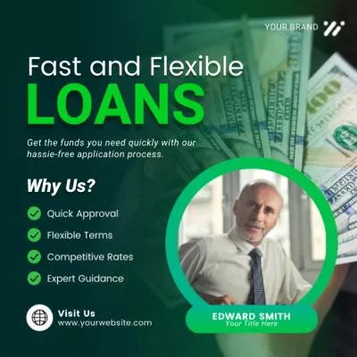  Green Money Fast Flexible Business Finance Loan Instagram Linkedin Ad Post