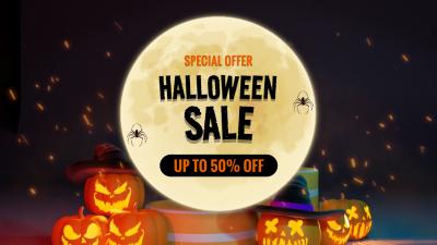 Halloween Sale Promo 3D Cute Spooky Pumpkin