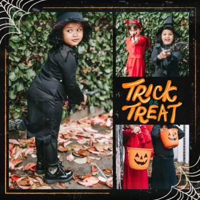 Halloween Trick or Treat Spooky Glitch Photo Collage Post