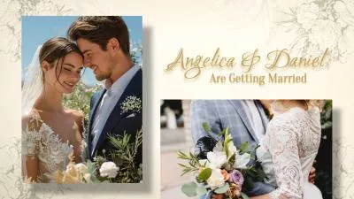 手绘爱心花卉风格婚礼邀请函周年纪念照片拼贴幻灯片