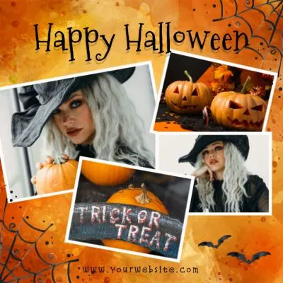 Happy Halloween Day Photo Memory Collage Instagram Post