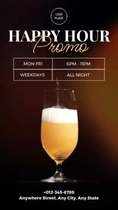 Happy Hour Bar Beer Party Promo Instagram Tiktok