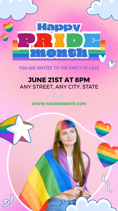 Happy Pride Month Celebration Invitation Social Video