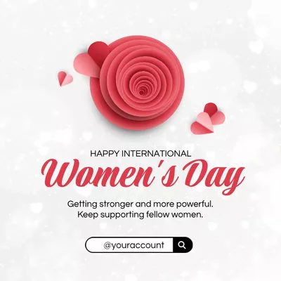 Feliz Dia Da Mulher Coração De Rosa Instagram