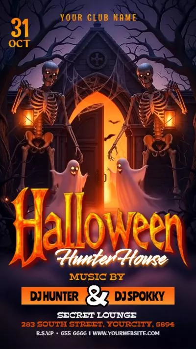 Horror Halloween Spooky Night Party Club Invitation Mobile Intro