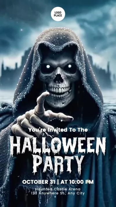 Horror Skeleton Halloween Party Night Club Invitation Instagram Reel