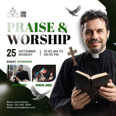 インク賛美礼拝日曜牧師礼拝教会宣伝ソーシャルメディア投稿