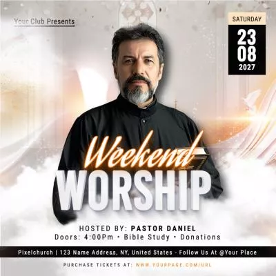 Ink Weekend Worship Sunday Pastor Service Church Promo Social Media Post