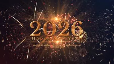 Light Firework Golden Happy New Year 2026 Greeting Countdown Intro