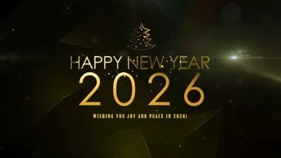 奢华金色灯光圣诞树欢迎2026新年快乐 YouTube 片头