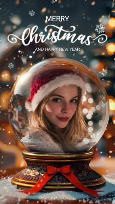 Merry Christmas And Happy New Year Crystal Ball Photo Social Media Reel