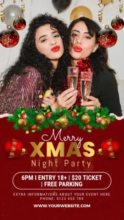 Feliz Natal Celebração Noite Festa Instagram Facebook Story